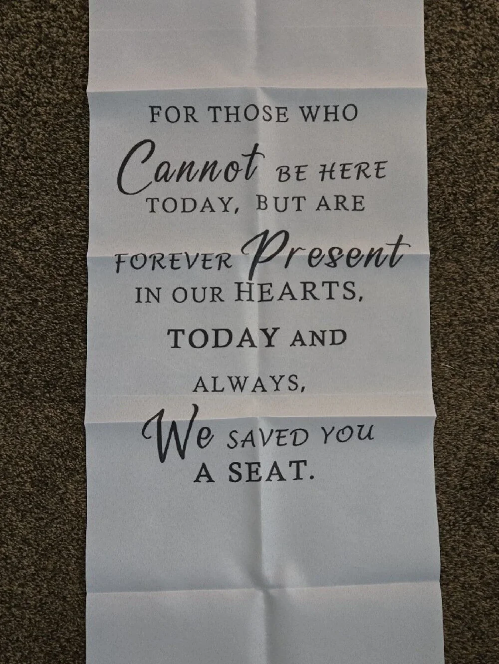 Wedding Memorial Seat Saver Runner